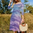 thumbnail image 4 of Starry Night Sky Reflection Women's Fall Dresses Casual Loose Flowy Swing Shift Dress, 4 of 9