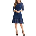 thumbnail image 2 of INSPIRE CHIC Women's Lace Dress 3/4 Sleeves Ruffle Bodycon Fishtail Elegant Dress M Dark Blue, 2 of 6