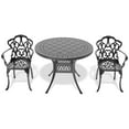 thumbnail image 3 of JERFIT 3-Piece Patio Dining Set, Outdoor Aluminum Bistro Set with Round Table, 2 Ergonomic Chairs & Beige All-Weather Cushions, Black, 3 of 10