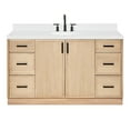 thumbnail image 2 of Ariel Kelly 60 Inch Single Oval Sink Bathroom Vanity With Carrara White Quartz Countertop 1.5 Inch Edge In White Oak, 2 of 12