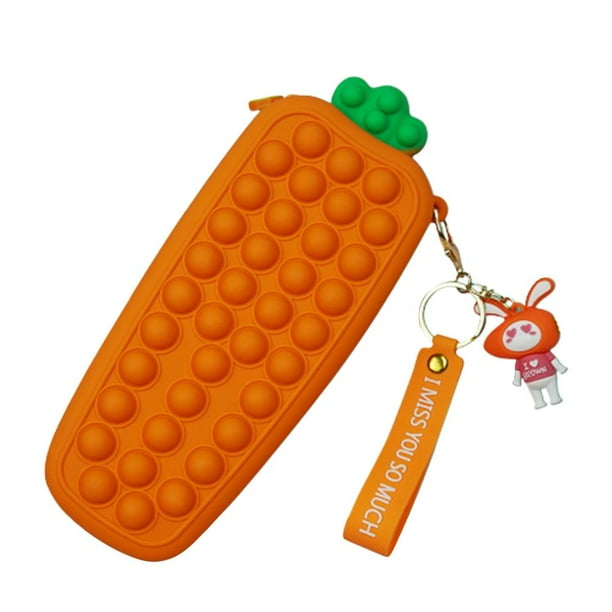 Estuche Creativo De Zanahoria Con Burbujas Para Lápices, Caja De Silicona Para Aliviar El Estrés, Bolsa De Almacenamiento De Papelería, Juguete Sensorial Para Niños Y Chico Kearding HA038154-00