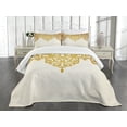 thumbnail image 3 of Ambesonne Victorian Quilted Bedspread Set 3 Pcs, Medieval Baroque Art, King Size, Pale Brown Cream, 3 of 5