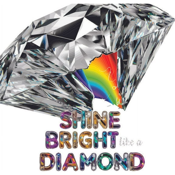 Shine Bright Like A Diamond Quote Positive Life Motivation Inspiration Quotes Saying Wall Art Sticker Designs Vinyl Stickers For Home House Walls Rooms Windows Bedroom Decoration Size (12x12 inch)