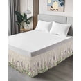 thumbnail image 4 of Flowers Lavender Wrap Around Bed Skirts for Queen Bed 18" Drop,Bed Skirt with Adjustable Elastic Belt Dust Ruffle Bed Valance for Bedroom Hotel Retro Cottagecore Blooms Green Leaf Bed Frame Cover, 4 of 7