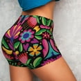 thumbnail image 4 of Haiem Colorful Floral Embroidery Mexican No Front Seam Biker Shorts for Women Yoga Workout Gym Bike Shorts with Tummy Control Moisture-Wicking-XX-Large, 4 of 9