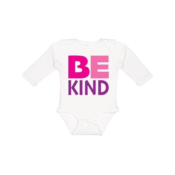 Inktastic Be Kind Logo in Pink and Purple Boys or Girls Long Sleeve Baby Bodysuit