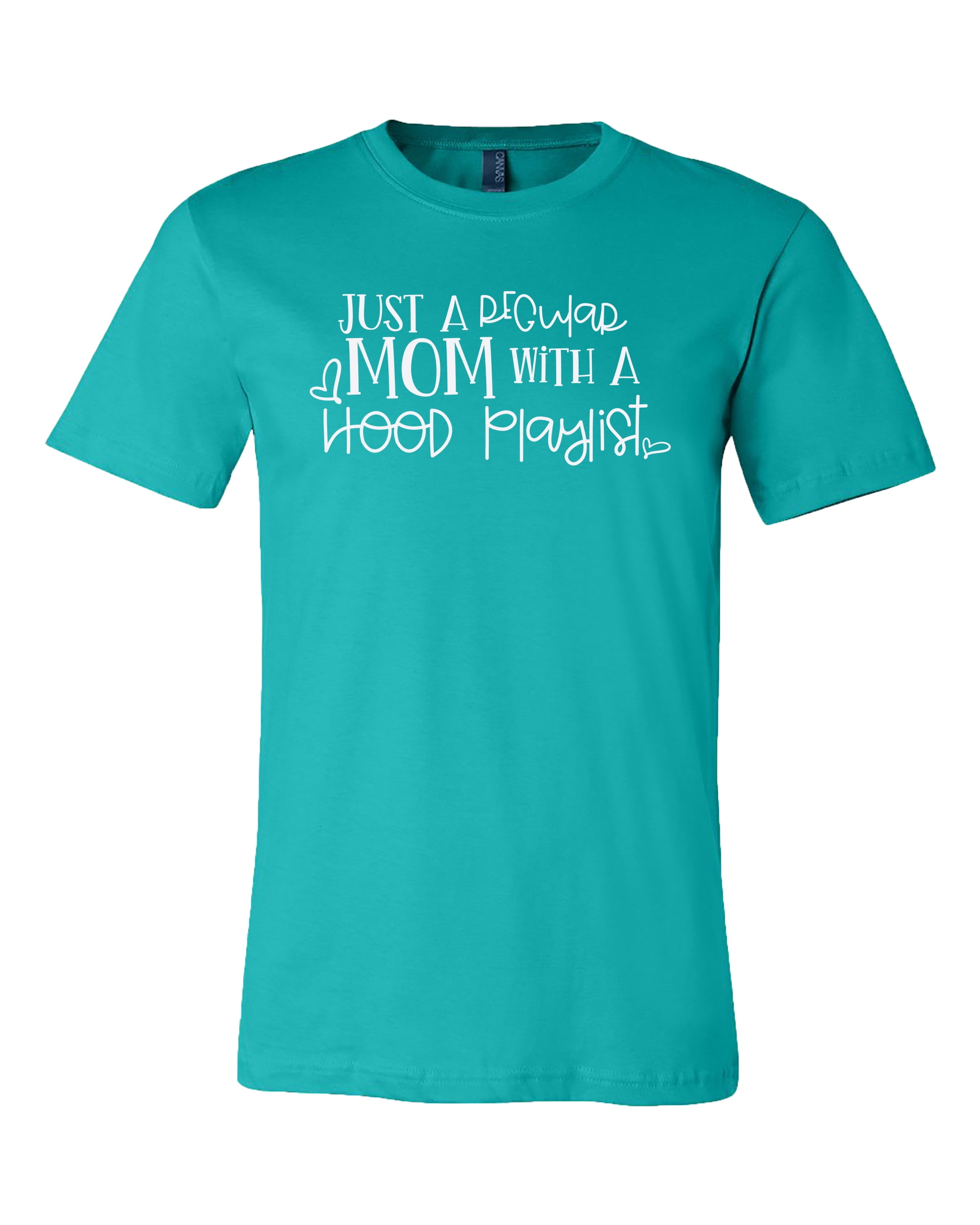 Funny Regular Mom Hood Playlist Adult Short Sleeve Jersey Tee Shirt Aqua - Picture 25 of 27