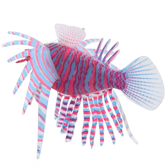 Decoración De Acuario, Decoración De Pecera, Pez León De Silicona Fijado Por Alambre Invisible Y Ventosa Para Acuario De Pecera