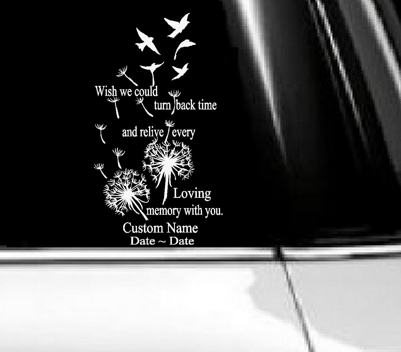 In Loving Memory Of Decals motorcycle name date two car window vinyl stickers 