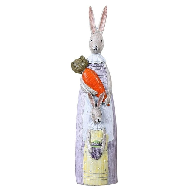 Creative Rabbit Statue Ornament Animal Sculpture Bunny Figurines Craft for Desktop Office Easter Gift Bookshelf Decor , woman