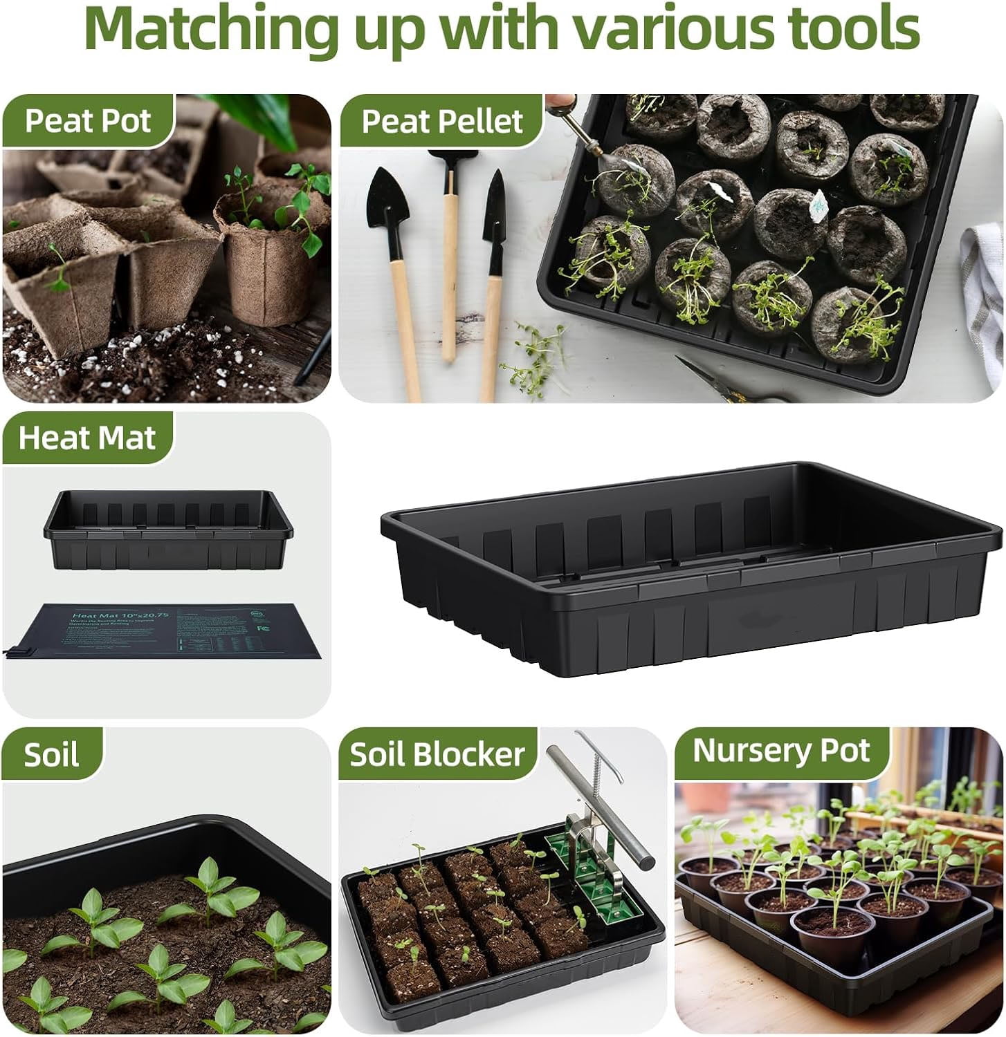 Extra Thick Heavy Duty Seed Starting Trays - Microgreens Growing Trays Seedling Plant Germination Starter Tray Transplant Fodder Flats, No Holes, No Leakage, Reusable