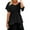 Black, variant on Women’s V Neck Smocked Peplum Top Ruffle Short Sleeve Babydoll Shirred Blouse Fashion Trendy Clothes Outfits 2025
