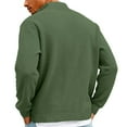 thumbnail image 6 of Men's Vintage Waffle Knit Long Sleeve Zip Up Stand Collar Casual Shirt for Spring Fall Street Fashion,Army Green,L, 6 of 7