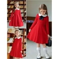 thumbnail image 3 of Oudiya Girls Long Sleeve Dress Casual Vintage Peter Pan Collar Swing Party Dress, 5-14 Years, 3 of 5