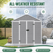 Seizeen 8 x 10FT Resin Shed, Outdoor Storage Shed, Outside Garden Plastic Shed for Lawn Mover Bike Tool, w/Double Doors, Air Vents, Double Windows, PP Floor
