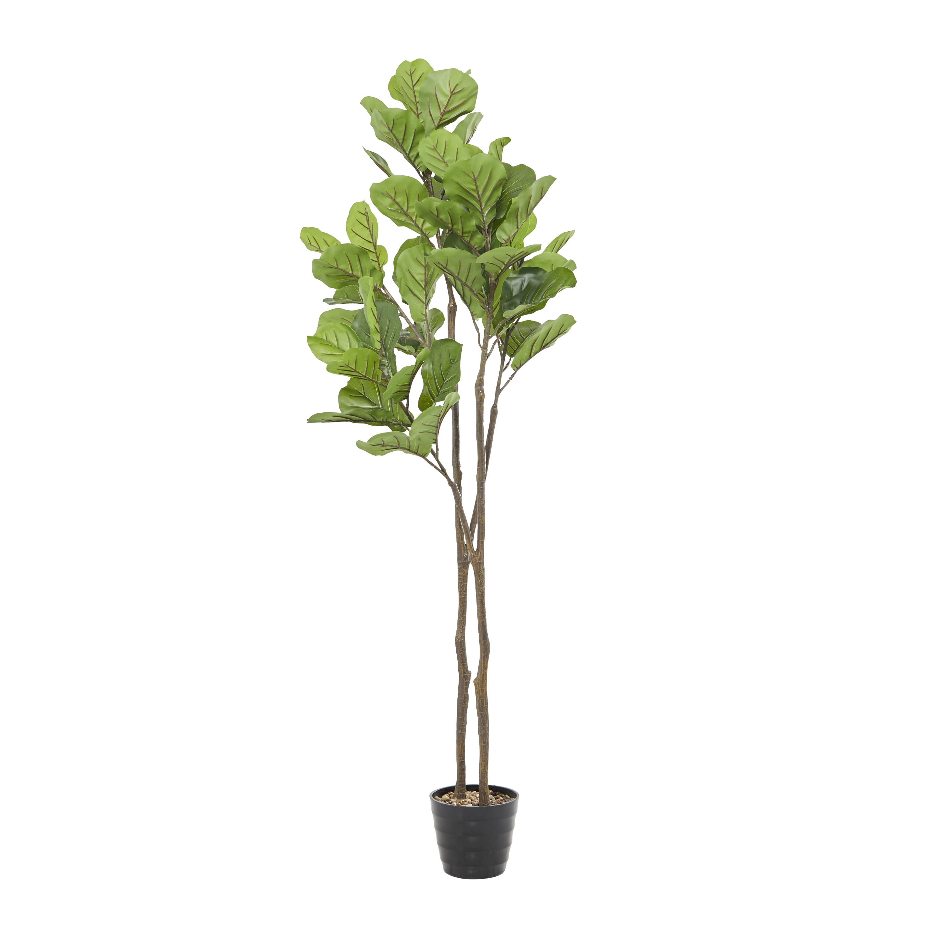 DecMode 70" Artificial Fiddle Leaf Tree in Realistic Leaves and Black Melamine Pot