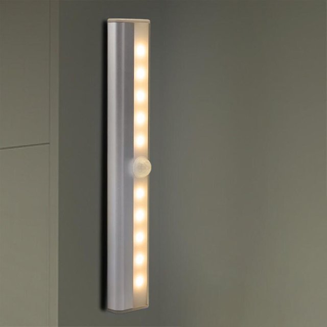 1 Piceslumire Chaude Lampes 10 Led, Lumire Chaudesans Fil, Recargable Por Usb, Aimant, Dtecteur De Mouvement, 3 Modes Dclairage, Portable. lumír