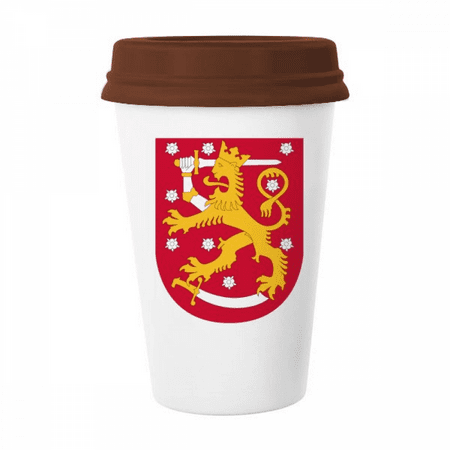 

Finland Europe National Emblem Mug Coffee Drinking Glass Pottery Cerac Cup Lid