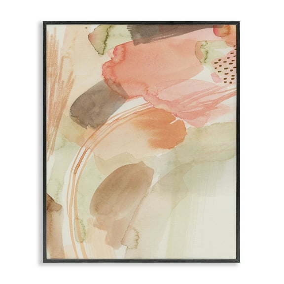 Stupell Industries Pink & Beige Abstraction Abstract Painting Black Framed Art Print Wall Art, 11 x 14