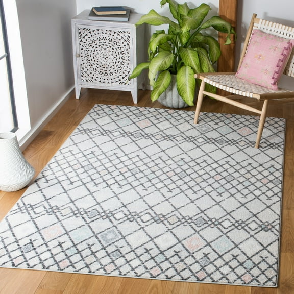 SAFAVIEH Amsterdam Merrick Geometric Area Rug, Grey/Ivory, 4' x 6'