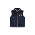 thumbnail image 1 of Chaleco informal de otoño para niño, sin mangas, con cuello alto y cremallera, bordado de tractor, chaqueta de forro polar., 1 of 8