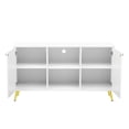 thumbnail image 4 of 50 - 59 Inch TV Entertainment Stand | Conceal AV Equipment in Cabinets | Golden Metal Finish | Cable Management for Neatness, 4 of 5