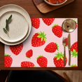 thumbnail image 4 of I Love Strawberries Placemats Set of 6, Flax Linen Wrinkle Free Heat Resistant Table Mats with Fresh Red Berry Design for Sweet Summer Dining Style, 4 of 5