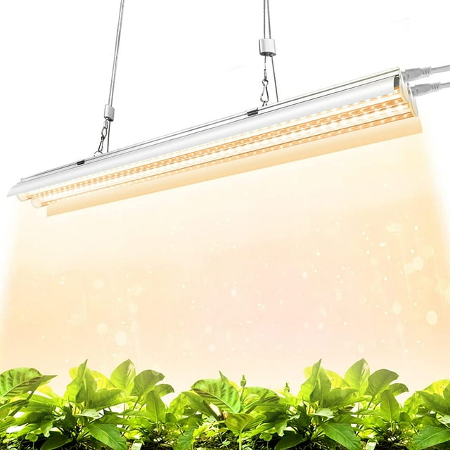 Monios-L T5 LED Grow Light, 2FT Full Spectrum Sunlight Replacement, 30W High Output Integrated Fixture with Rope Hanger for Indoor Plants, Hydroponics, Seedling, Growing, Blooming
