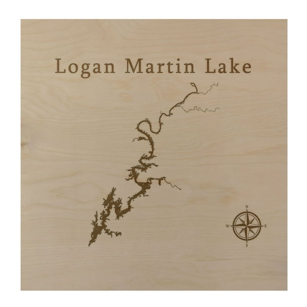 Logan Martin Lake Map Logan Martin Lake Map 12X12" Birch Wood Wall Art Office Decor Gift Engraved  Alabama - Walmart.com