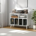 thumbnail image 4 of Cozy Castle Record Player Stand, Turntables Stand with Charging Station and Vinyl Record Storage Holds up to 350 Albums, Record Stand Table for Living Room, Office, White, 4 of 9