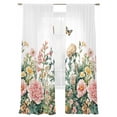 thumbnail image 6 of Spring Floral Sheer Curtains for Living Room Bedroom Pastoral Pink Flowers Watercolor Butterfly Sheer Curtains 84 Inch Long 2 Panels Set Light Filtering Curtain Window Treatments Drapes, 6 of 6