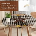 thumbnail image 5 of Texas Star Round Fitted Table Cover Country Star Sunflower Vintage Plaid Wood Grain Waterproof Table Cloth with Elastic Edge Wipeable Tablecloth for Picnic Camping Party Fits 45"-54" Diameter, 5 of 8