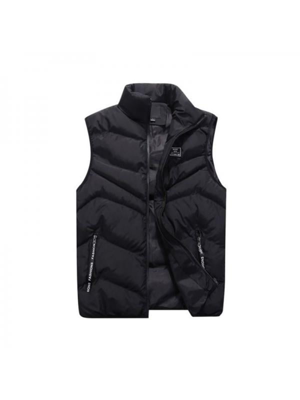 Mens Gilets Quilted Body Warmer Hooded Sleeveless Jacket Outdoor Waistcoats with Pockets