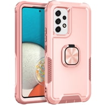 Nalacover For Samsung Galaxy A53 5G Slim Case,Luxury Hybrid Hard PC and TPU Rugged Bumper 3-In-1 Rotatable Magnetic Ring Kickstand Four Corner Guard Shockproof Anti-Scratch Back Phone Cover.Rosegold