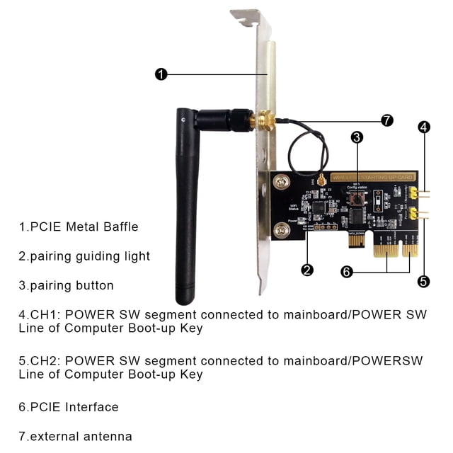 WiFi Switch Relay Module Computer Card; Phone APP Remote Control PCI-E Interface Timer Starting Up Card for Desktop PC, Dual Plates