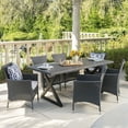 thumbnail image 2 of GDF Studio Swainson Outdoor Wicker and Aluminum 7 Piece Dining Set with Cushions, Gray, Black, and Light Gray, 2 of 13
