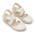 thumbnail image 2 of Bocca Women's Crisscross Elastic Wedge Sandals White Ankle Strap Platform Espadrille 8M, 2 of 8