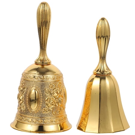 FRCOLOR 2Pcs Golden Hand Bell for Childrens Games with Timer for Childrens .7X1.9X1.9in