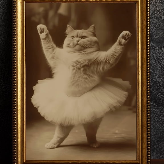 Cat Ballerina, Vintage Poster, Art Photo Print, Gothic, Kitten Ballet, Dark Academia, Witchy Photo, Funny Cat Print Gift Wall Art, Modern Wall Decor, 8x12 UNFRAMED
