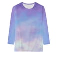thumbnail image 3 of safuny Women's Loose Pullovers Gradient Dipdye Tops Fall Long Sleeve Round Neck Casual Relaxed Holiday Trendy Shirts Purple L, 3 of 3