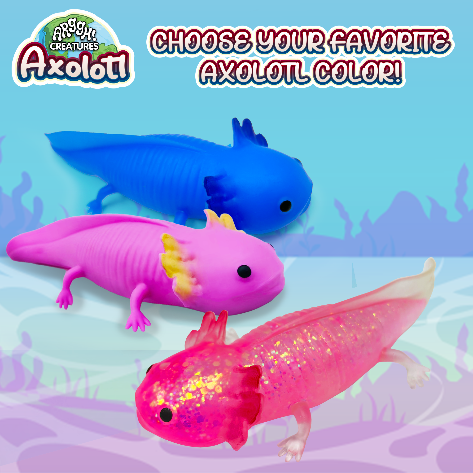 Power Your Fun Glitter Pink Axolotl Stress Ball photo 8