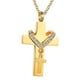 thumbnail image 3 of Collar de urna de cremación con colgante de doble cruz de acero clásico para hombres y mujeres especial Dorado, 3 of 9