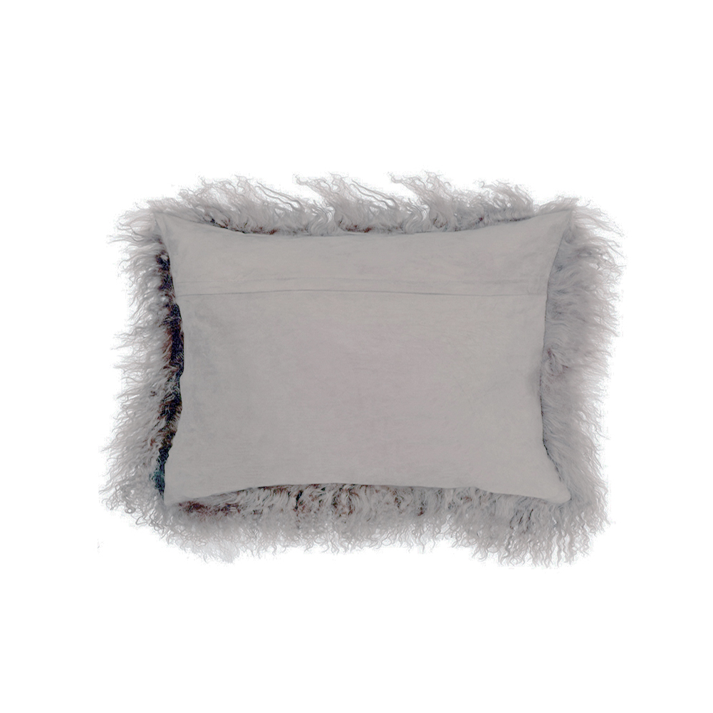 Fog Grey Color Real Mongolian Lamb Fur Pillow, Includes Pillow Filling.  12 Inch X 20 Inch  Oblong - image 2 of 4