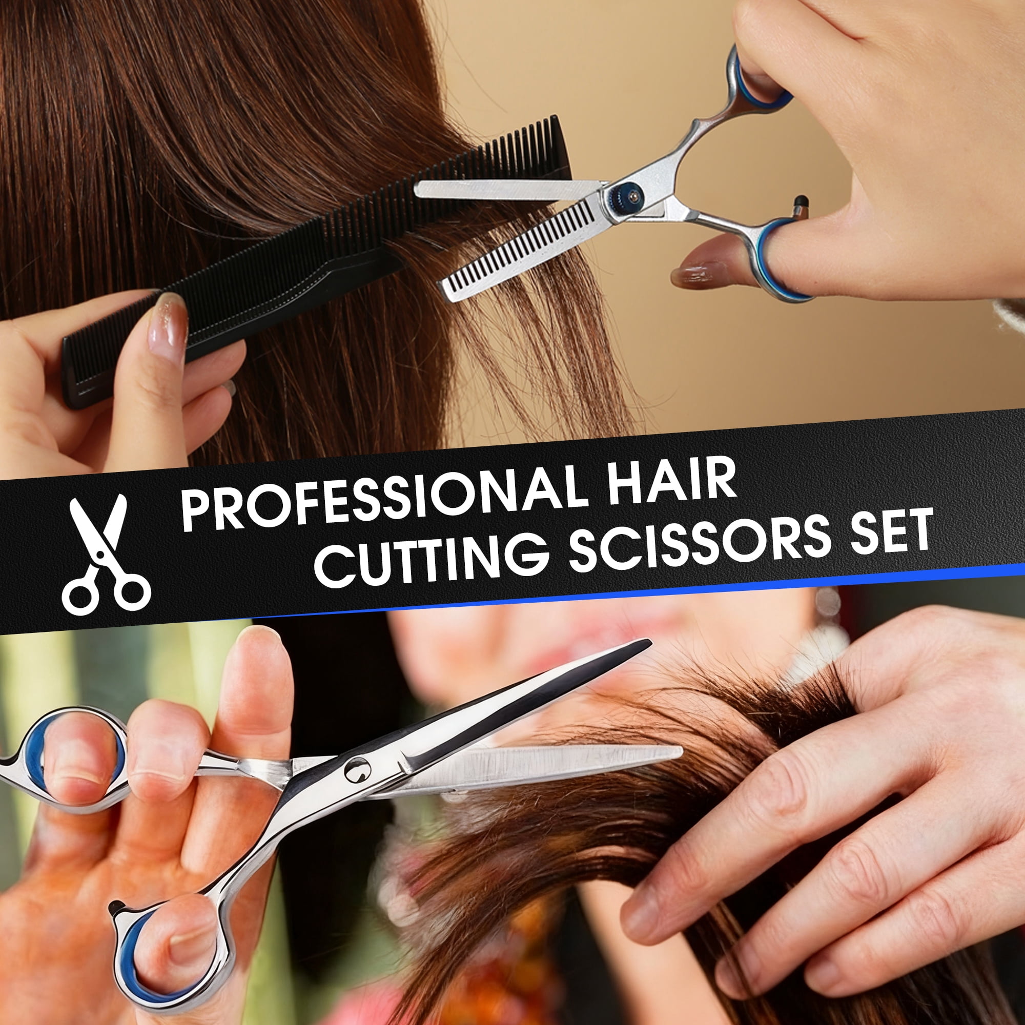 GARITIN Hair Cutting Scissors Kits, Hair Shears for Cutting Hair, Haircut Scissors for Women Men Stainless Hair Thinning Trimming Scissors Professional Barber Accessories