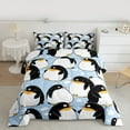 thumbnail image 2 of jejeloiu Cute Cartoon Penguin Bedding Comforter Set,Ntarctic Wild Animal Twin Comforter Sets,White Blue Black Bedding Set For Girls Boys,Microfiber Bedroom Decor Reversible,2pcs, 2 of 8