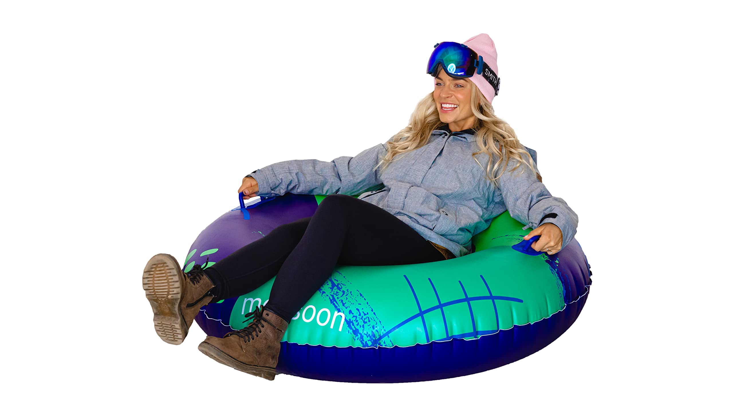 monsoon [Glider] Luxury Snow Tube for Sledding Heavy Duty Sleds with Handles for Adults - Green