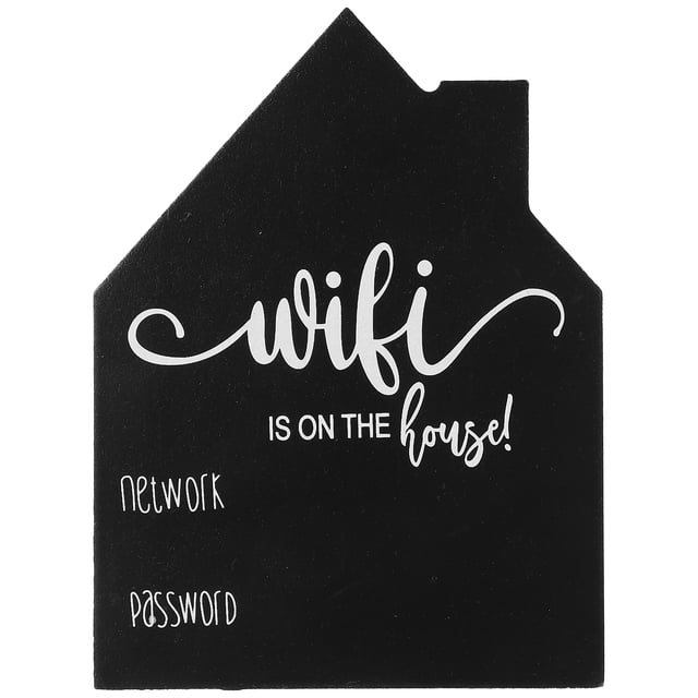 Letrero de madera con contraseña wifi para el hogar, pizarra borrable, con forma de casa, para oficina, cafetería, habitación de invitados