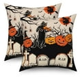 thumbnail image 2 of DaShan Halloween Pillow Cover 18x18 Set of 2,Black Cat Pumpkin Decorative Pillow Cases Couch Cushion for Bedroom Home Decor, 2 of 6