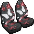 thumbnail image 3 of FOR U DESIGNS Butterfly Rose Pattern Car Seat Covers Breathable Car Seat Cover Protector Set for Front Seat, 2 PCS Stretchy Auto Interior Covers Fit for SUV, Truck, Van, 3 of 7