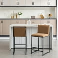 thumbnail image 4 of Set of 2 Counter Height Bar Stools, Upholstered Linen Bar Chairs, Metal Footrest and Frame for Kitchen,Dining Room (Coffee), 4 of 11